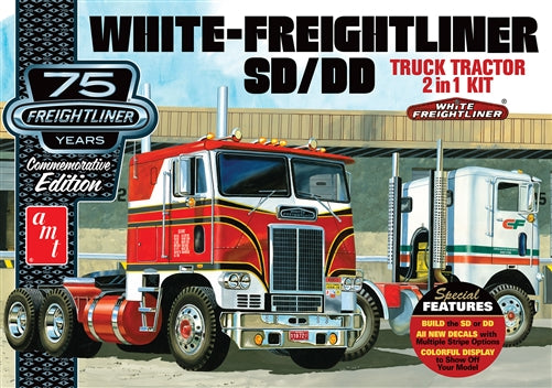 AMT 1046 1/25 WHITE FREIGHTLINER 2-IN-1 SD/DD CABOVER TRACTOR (75TH ANNIVERSARY)