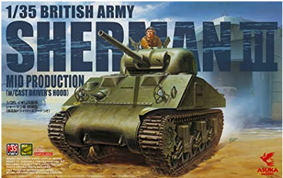Asuka 35018 1/35 British Army Sherman III Mid Production with Cast Driver's Hood