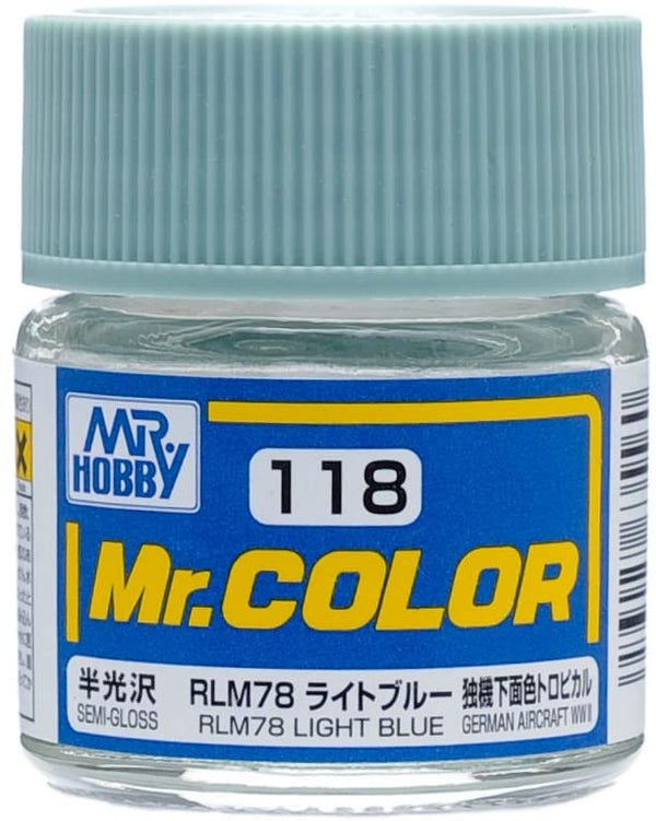 Mr. Hobby Mr. Color 118 - RLM78 Light Blue (Semi-Gloss/Aircraft) - 10ml