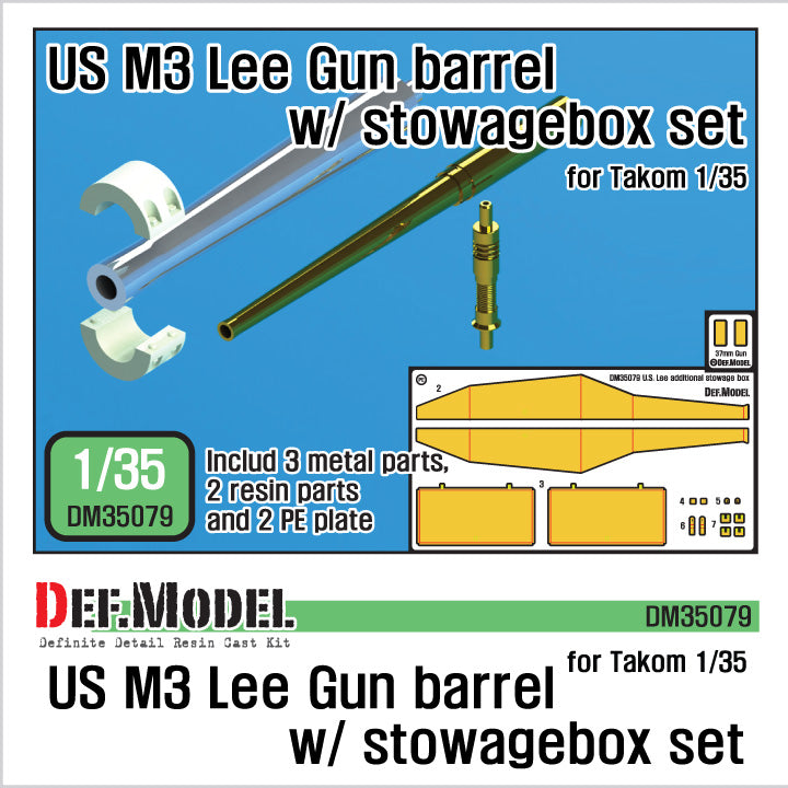Def Model DM35079 1/35 US M3 Lee Gun Barrel w/ Stowagebox Set