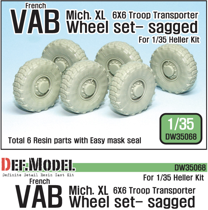 Def Model DW35068 1/35 VAB 6X6 Michelin XL sagged wheel set
