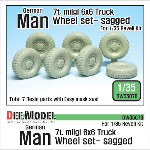 Def Model DW35070 1/35 MAN 6X6 7t milgl Truck Sagged Wheel set