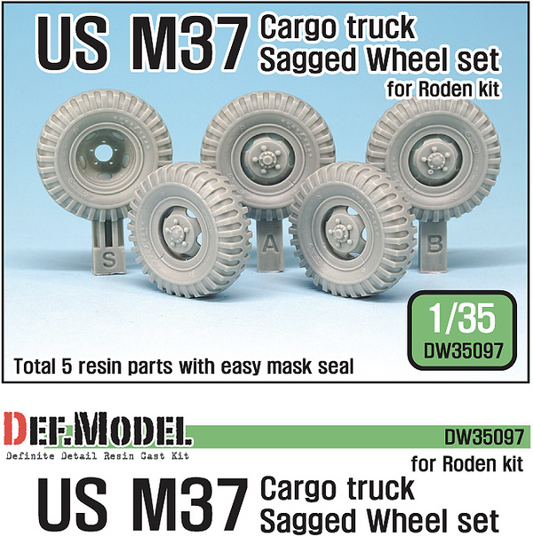 Def Model DW35097 1/35 US M37 Cargo Truck Sagged Wheel set (Roden)