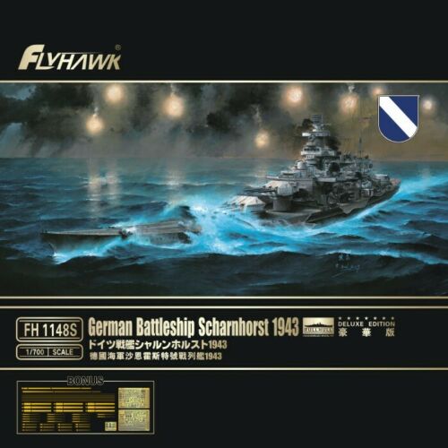 Flyhawk 1148S 1/700 German Battleship Scharnhorst 1943 (Deluxe Edition)