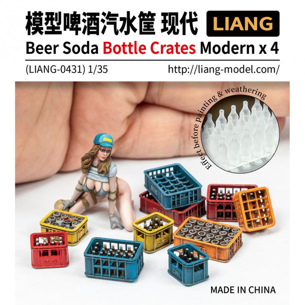 Liang Model 0431 1/35 Beer Soda Bottle Crates Modern x 4 (Scale 1/35)
