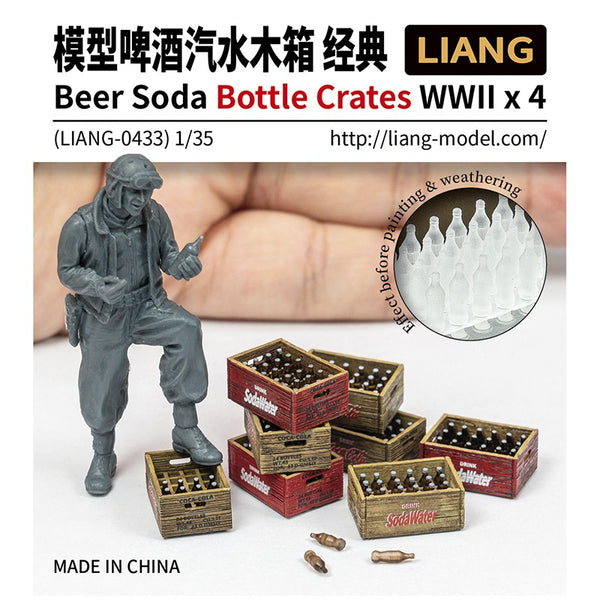 Liang Model 0433 1/35 Beer Soda Bottle Crates WWII x 4 (Scale 1/35)