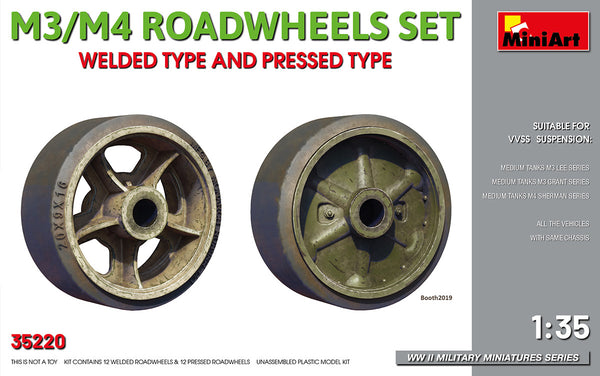 MiniArt 35220 1/35 M3/M4 Road Wheels Set, Welded & Pressed Type