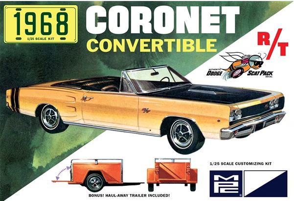MPC 978 1/25 1968 Dodge Coronet R/T Convertible + Bonus Haul Away Trailer
