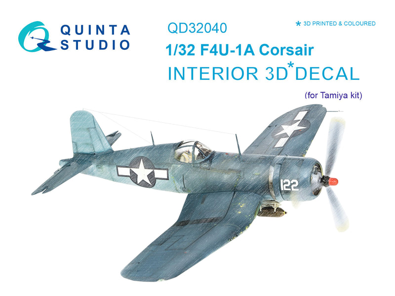 Quinta Studio 32040 1/32 F4U-1A Corsair 3D-Printed & Colored Interior on Decal paper (for Tamiya kit)