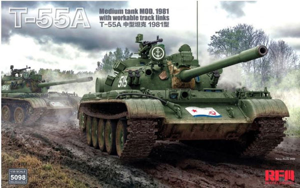 Rye Field Model 5098 1/35 T-55A Medium Tank Mod. 1981 with workable track links