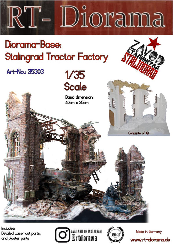 RT DIORAMA 35303 1/35 Diorama-Base: ""Stalingrad Tractor Factory"" (Upgraded Ceramic Version)