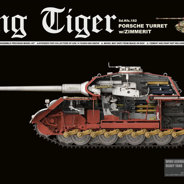 Takom 2046 1/35 WWII German King Tiger SdKfz 182 Porsche Turret Heavy