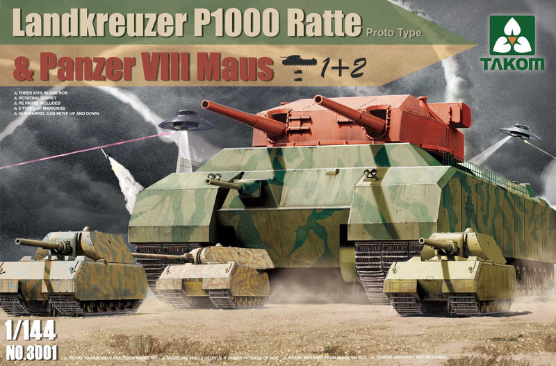Takom 3001 1/144 Landkreuzer P1000 Ratte + 2x Panzer  Maus