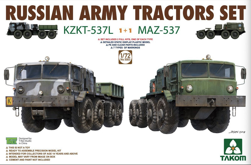 Takom 5003 1/72  Russian Army Tractors KZKT-537L & MAZ-537  1+1