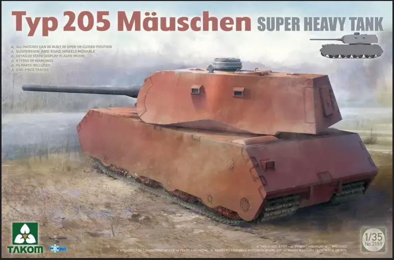 Takom 2159 1/35 Typ 205 Mäuschen Super Heavy Tank