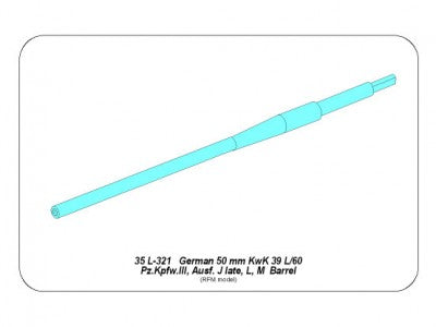 ABER 35L321 1/35 Germ.50mm KwK39L/60 Barrel Pz.Kpfw.IIIAusfJ, L,M.