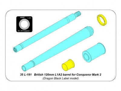 ABER 35L191 1/35 British 120mm L1A2 Barrel for Conqueror Mark 2