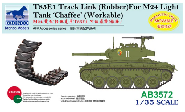 Bronco Models AB3572 1/35 T85E1 Track Link Set for M24 Light Tank "Chaffee" (Rubber, Workable)
