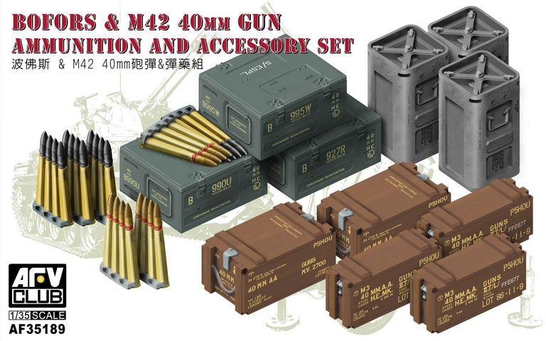 AFV Club 35189 1/35 BOFORS & M42 40mm Gun Ammunition and Accessories Set