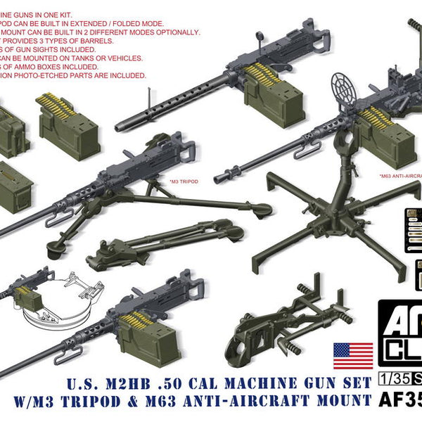 AFV Club 35246 1/35 U.S. M2HB .50 Cal Machine Gun Set w/M3 Tripod & M6