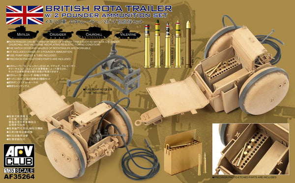 AFV Club 35264 1/35 British Rota Trailer With 2 Pounder Ammunition Set