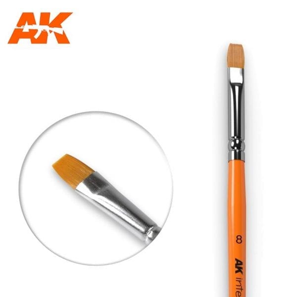 AK Interactive 608: 8 Synthetic Flat Brush