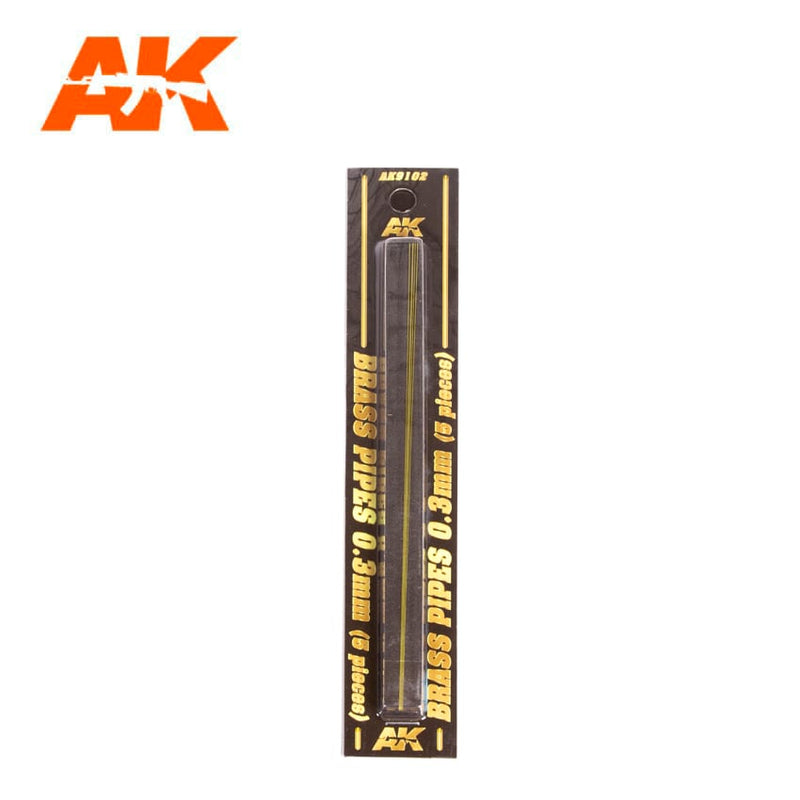 AK Interactive 9102 Brass Pipes 0.3mm, 5 Units