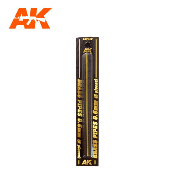 AK Interactive 9105 Brass Pipes 0.6mm, 5 Units