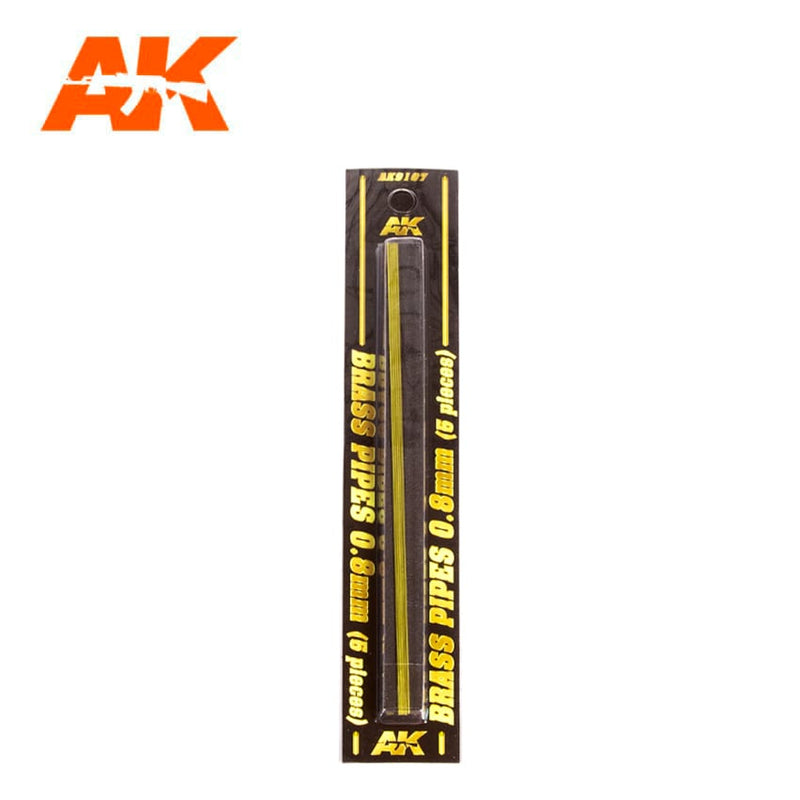 AK Interactive 9107 Brass Pipes 0.8mm, 5 Units