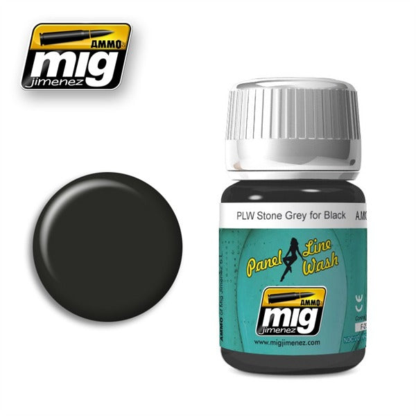 AMMO by Mig 1615 Panel Line Wash Stone Grey for Black