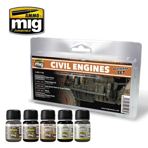 AMMO by Mig 7146 Civil Engines Weathering Set