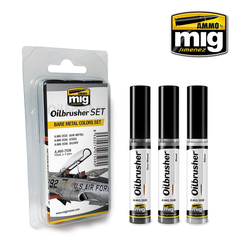 AMMO by Mig 7508 Oilbrusher Bare Metal Colors Set