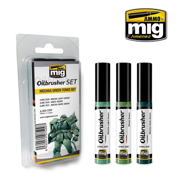AMMO by Mig 7509 Oilbrusher Mecha Green Tones Set