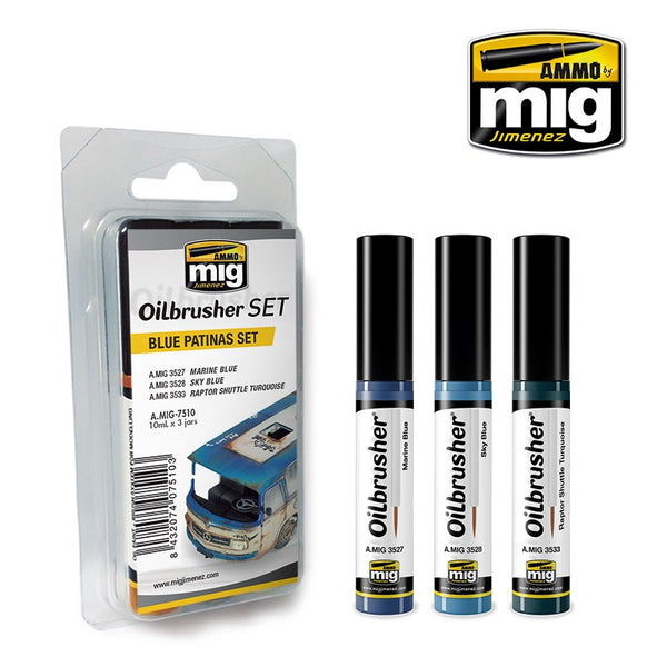 AMMO by Mig 7510 Oilbrusher Blue Patinas Set
