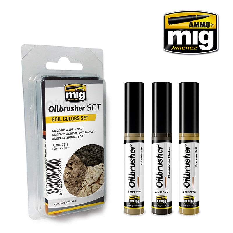 AMMO by Mig 7511 Oilbrusher Soil Colors Set
