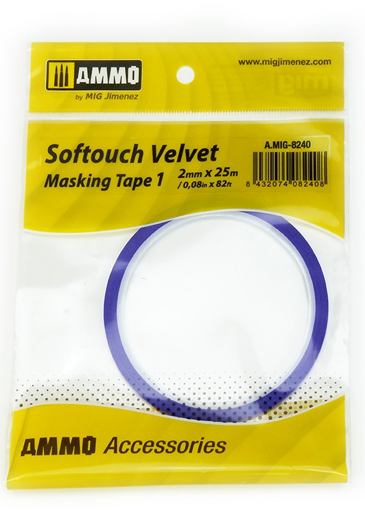 AMMO by Mig 8240 Softouch Velvet Masking Tape #1 (2mm x 25m)