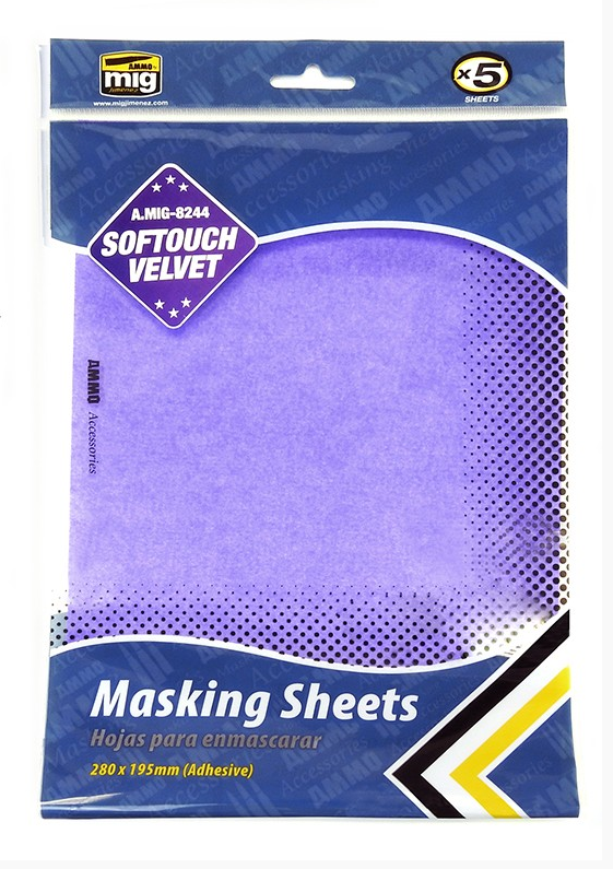 AMMO by Mig 8244 Softouch Velvet Masking Sheets (280mm x 195mm)