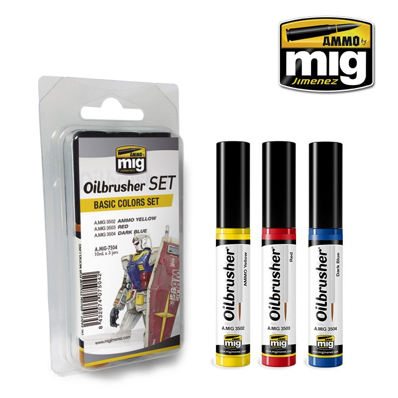 AMMO by Mig 7504 Oilbrusher Basic Colors Set