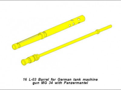 ABER 16L03 1/16 Turned Barrel for German Tank Machine Gun MG34