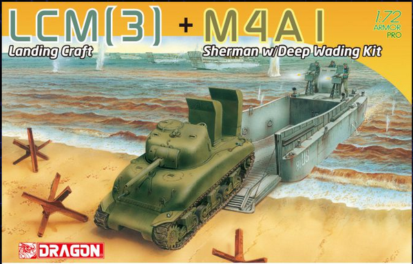 Dragon 7516 1/72 LCM(3) Landing Craft + M4A1 Sherman w/Deep Wading Kit