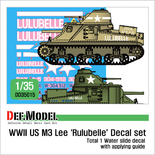 Def Model DD35015 1/35 US M3 Lee "Rulubelle" Decal set