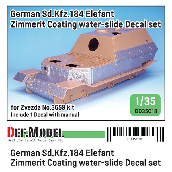 Def Model DD35018 1/35 Elefant Zimmerit Coating Decal set for Zvezda 3659 kit