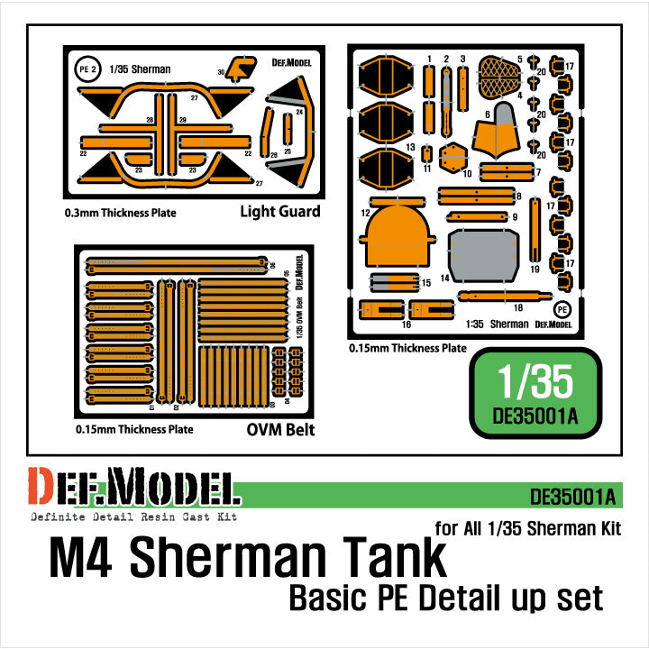 Def Model DE35001A 1/35 M4 Sherman Basic PE detail up set (for 1/35 All M4 Sherman kit)