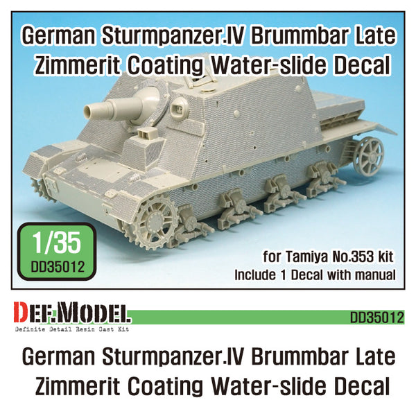 Def Model DD35012 1/35 Sturmpanzer.IV Brummbar late Zimmerit Decal set