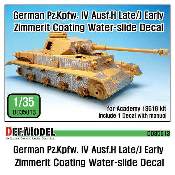 Def Model DD35013 1/35 Pz.IV Ausf.H late/ J early Zimmerit Decal set
