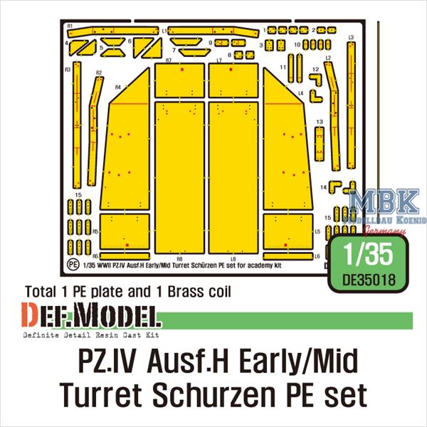 Def Model DE35018 1/35 vPz.IV Ausf.H Early/Mid Turret Schurzen PE Set
