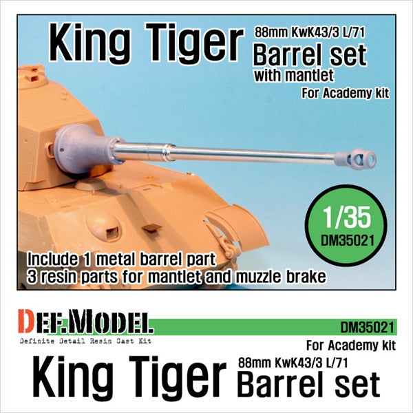 Def Model DM35021 1/35 King Tiger 88mm Metal Barrel with Mantlet