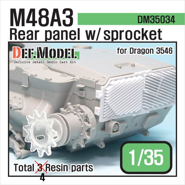 Def Model DM35034 1/35 M48A3 Rear Panel set w/ sprocket part