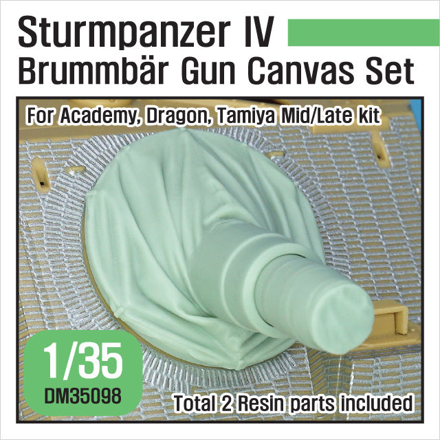 Def Model DM35098 1/35 German Sturmpanzer IV Brummbar Mid/Late Main Gun Canvas Cover Set