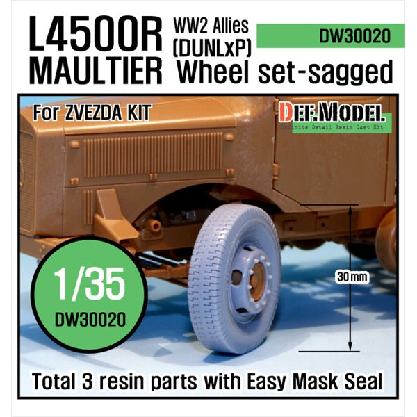 Def Model DW30020 1/35 WW2 Allies L4500 R Maultier Wheel-(DUNLxP) set